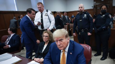 Former President Donald Trump attends his trial for allegedly covering up hush money payments linked to extramarital affairs, at Manhattan Criminal Court in New York City, on May 7, 2024. The trial is one of four criminal prosecutions Trump is facing.