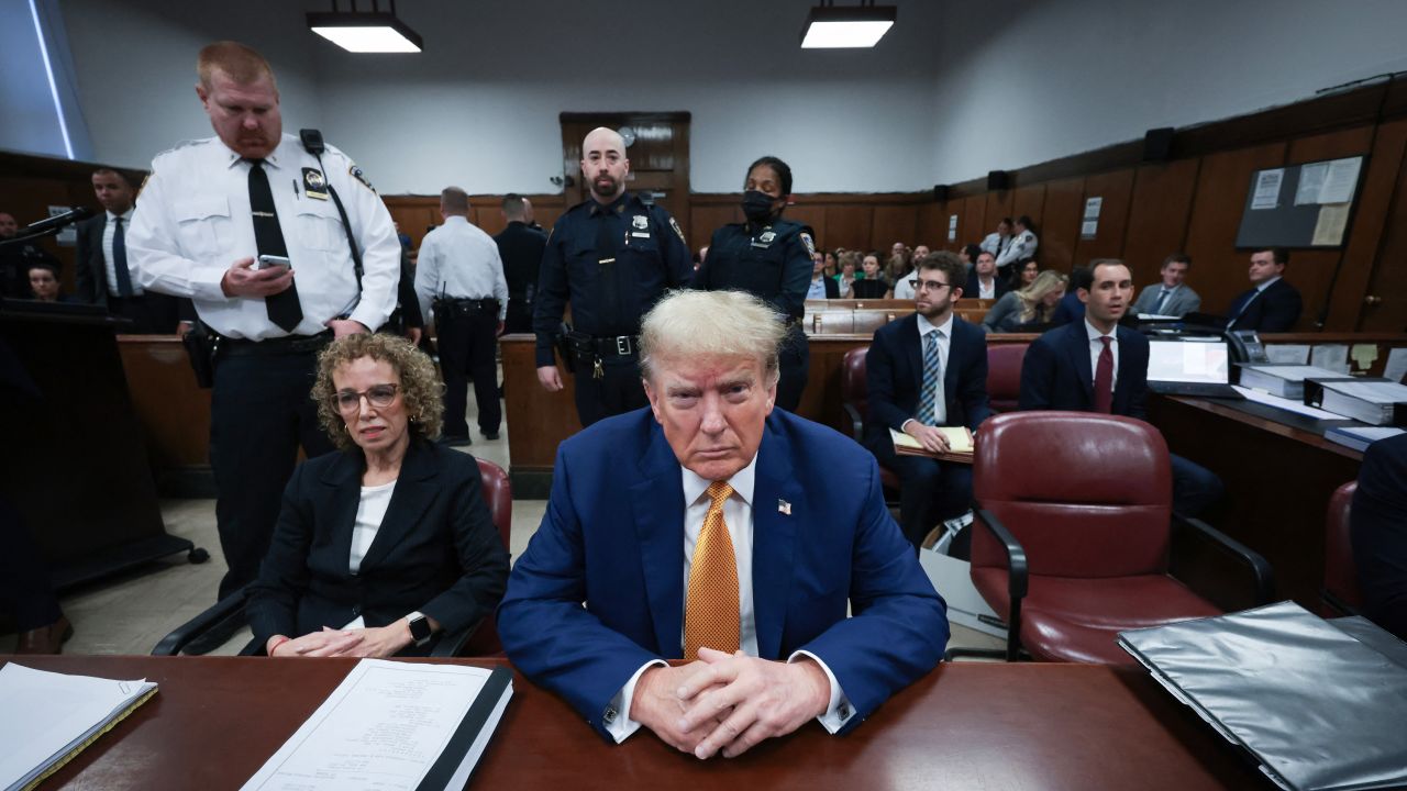 Former US President Donald Trump attends his trial for allegedly covering up hush money payments linked to extramarital affairs, at Manhattan Criminal Court in New York City, on May 7, 2024. Stormy Daniels, the porn actress at the heart of  Trump's hush money trial, was due to testify against the ex-president May 7, US media said, in a blockbuster moment in the courtroom drama rocking the scandal-plagued Republican's attempt to recapture the White House. (Photo by Win McNamee / POOL / AFP) (Photo by WIN MCNAMEE/POOL/AFP via Getty Images)