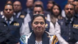 Guatemala's Attorney General, Consuelo Porras, attends a press conference at the Public Prosecutor's Office building in Guatemala City on May 7, 2024. Guatemala's President Bernardo Arevalo headed to Congress on May 6 to present legal reforms that would allow the removal of Attorney General Consuelo Porras, whom he accuses of plotting to oust him. Porras, who is under US and EU sanctions for corruption, was appointed by Arevalo's predecessor and led efforts to have the newcomer's election victory overturned. Her mandate runs until May 2026, and Arevalo cannot legally fire her without showing just cause under the current law. (Photo by Edwin BERCIAN / AFP) (Photo by EDWIN BERCIAN/AFP via Getty Images)