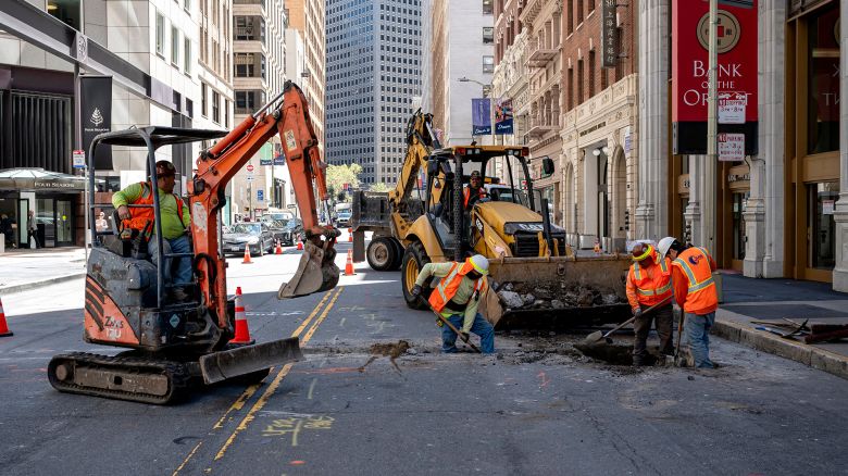 Construction workers in San Francisco on May 7.