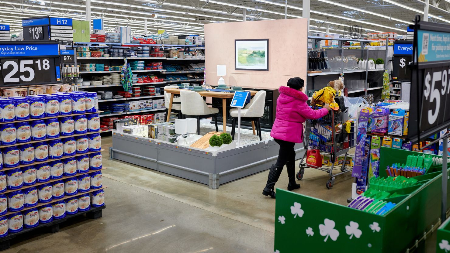 A dining furniture display at a Walmart store in Secaucus, New Jersey, US, on Tuesday, March 5, 2024.