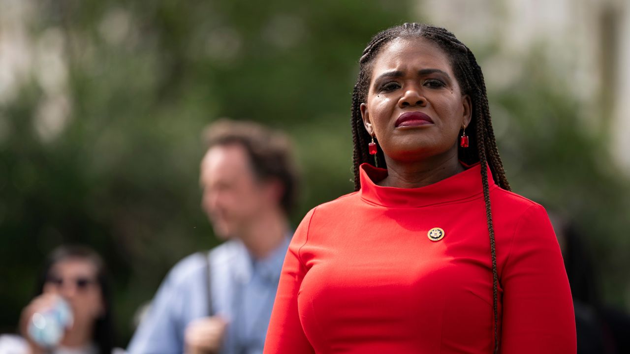 Missouri Rep. Cori Bush is seen outside the US Capitol in Washington, DC, on May 8, 2024.