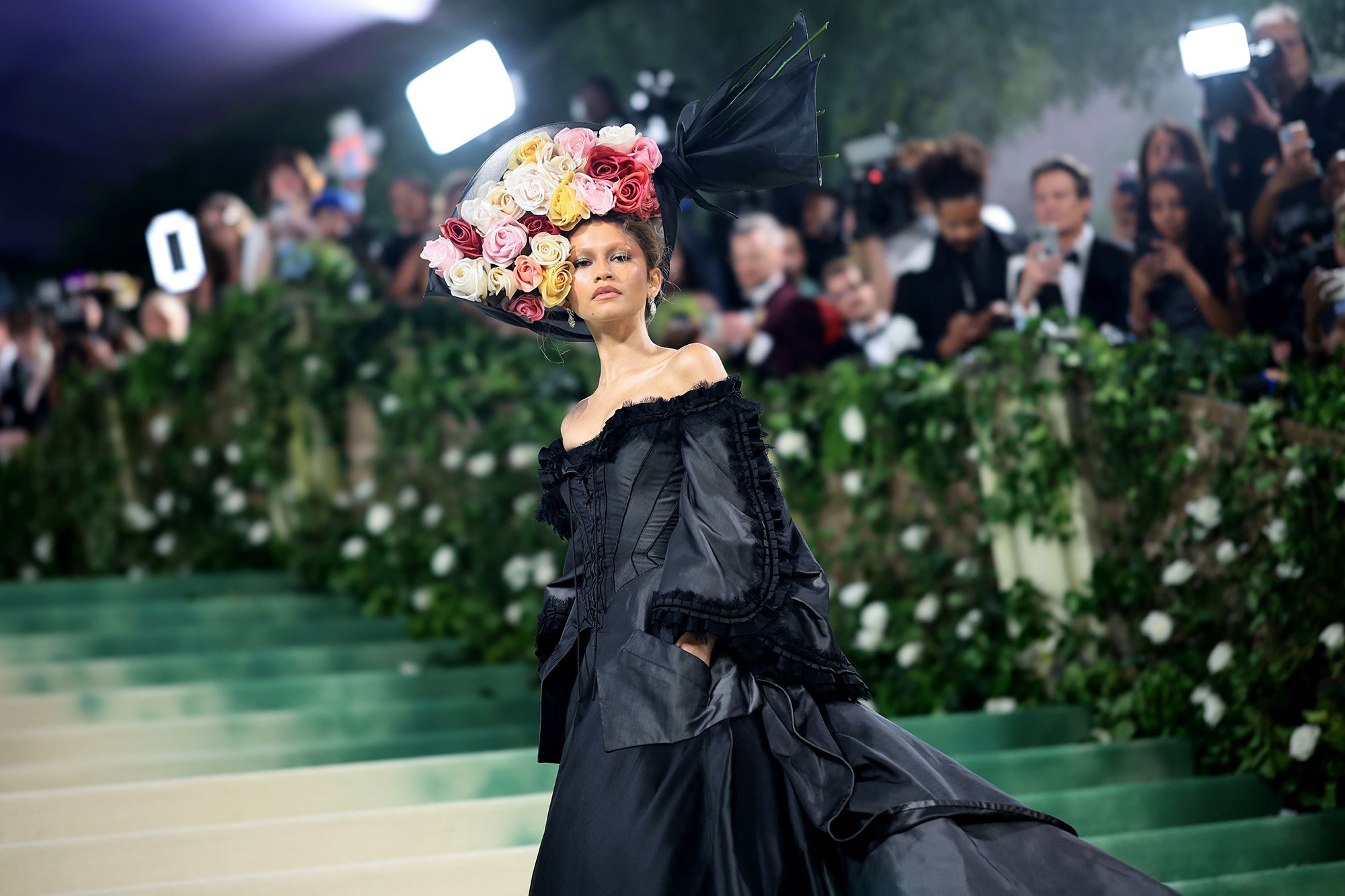 Zendaya wore a vintage black taffeta spring-summer 1996 Givenchy gown at last year's Met Gala. The theme was "The Garden of Time."