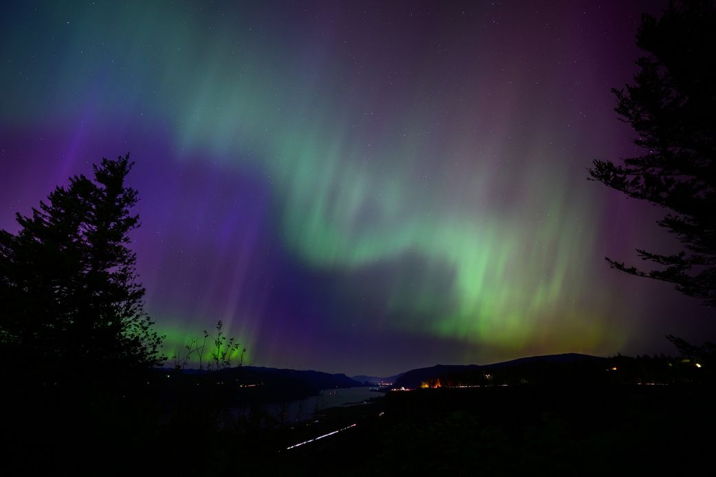 Northern lights as seen from Latourell, Oregon, on May 11, 2024.