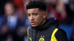 PARIS, FRANCE - MAY 07: Jadon Sancho of Borussia Dortmund looks on as he walks out of the tunnel prior to the UEFA Champions League semi-final second leg match between Paris Saint-Germain and Borussia Dortmund at Parc des Princes on May 07, 2024 in Paris, France. (Photo by Richard Heathcote/Getty Images)