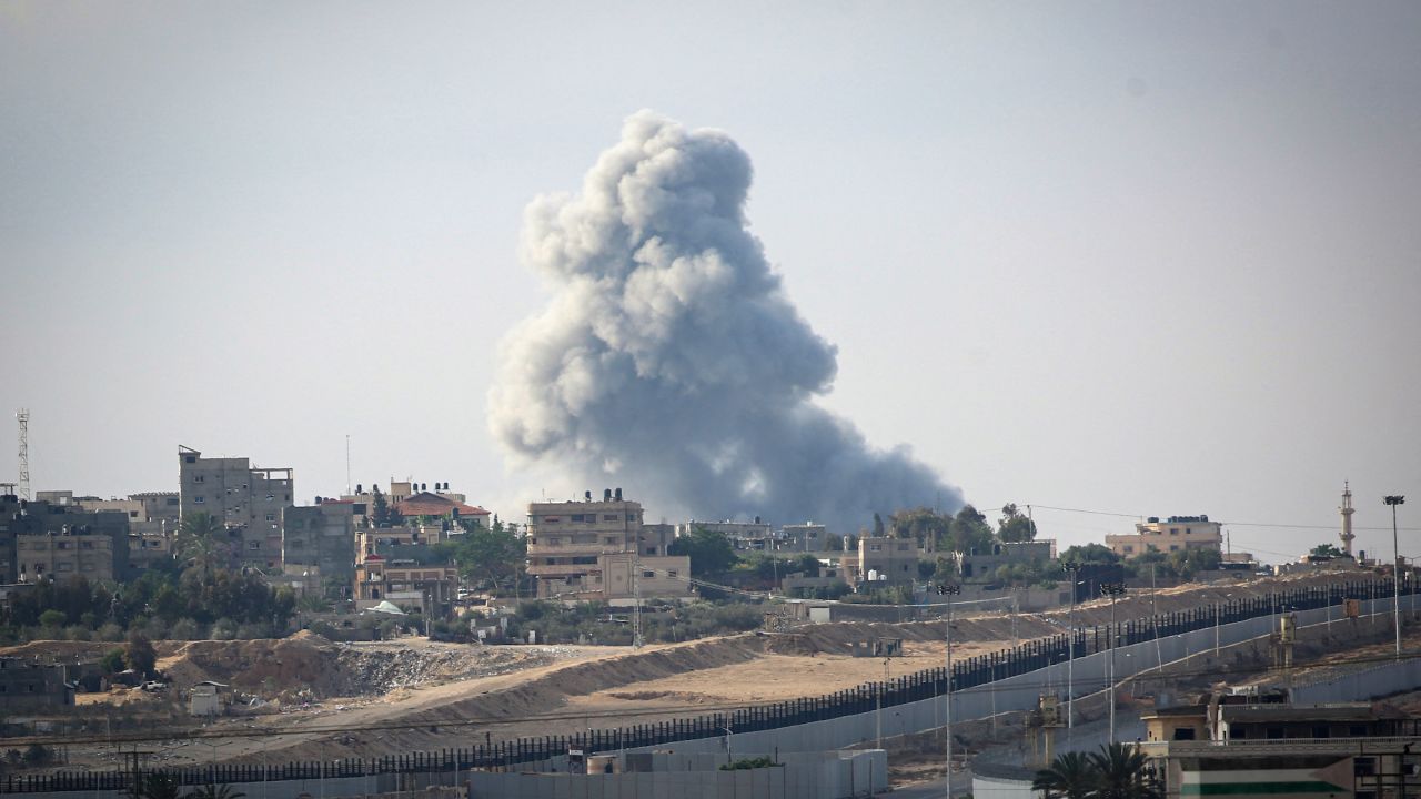 Smoke billows during Israeli strikes in eastern Rafah in the southern Gaza Strip on May 13, 2024, amid the ongoing conflict between Israel and the Palestinian militant group Hamas. (Photo by AFP)