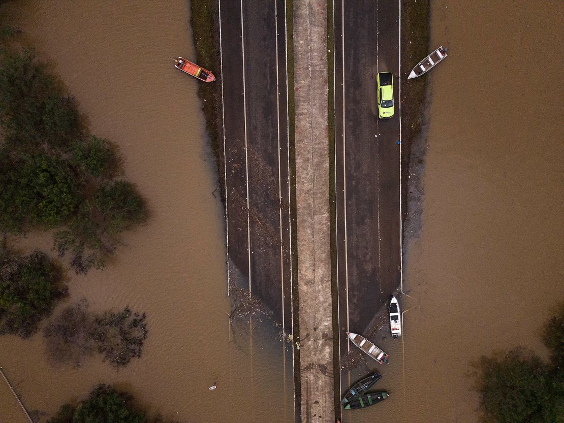 A road in Canoas on May 13, 2024. Authorities say the floodwaters could take weeks to recede.