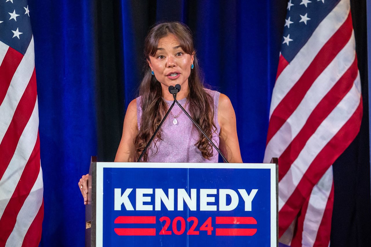  Nicole Shanahan speaks during a rally for Independent presidential candidate Robert F. Kennedy Jr. on May 13, 2024 in Austin, Texas.