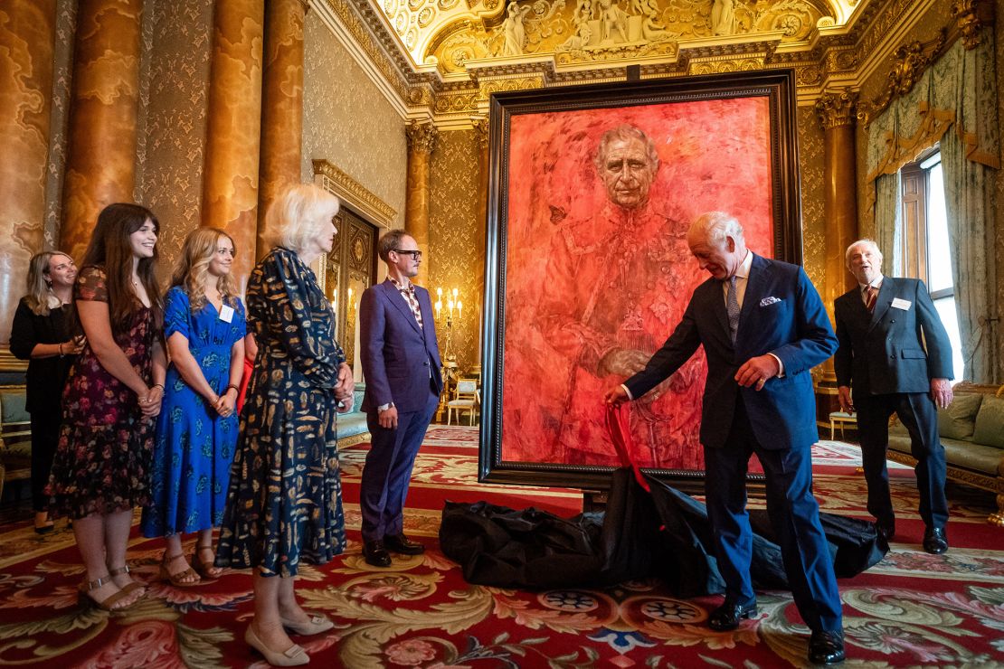 Britain's King Charles III unveils an official portrait of himself, accompanied by artist Jonathan Yeo.