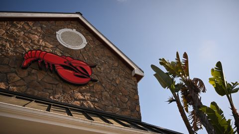 The Red Lobster logo is displayed outside of a closed restaurant in Torrance, California on May 14, 2024. Dozens of Red Lobster locations were listed as "temporarily closed" on the Red Lobster website, while equipment from "over 50 locations" went up for auction, TAGeX Brands, the company conducting the online auction, announced on May 13, 2024.