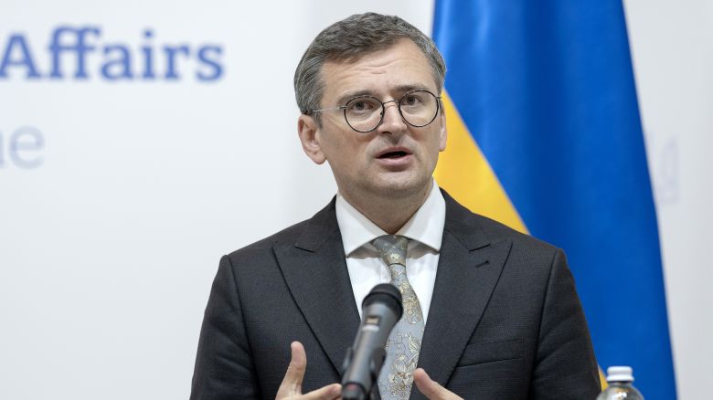 Dmytro Kuleba, Ukraine's foreign minister, at a news conference in Kyiv on Wednesday.