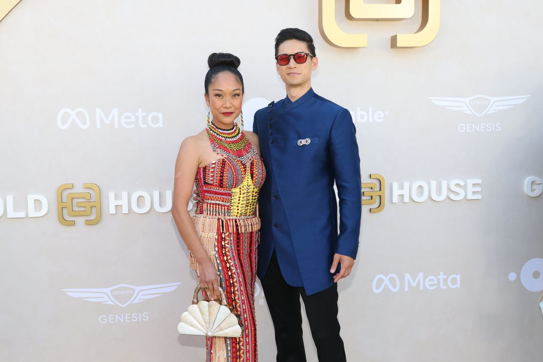 From left to right, Shelby Rabara and Harry Shum Jr. attend the Gold Gala.