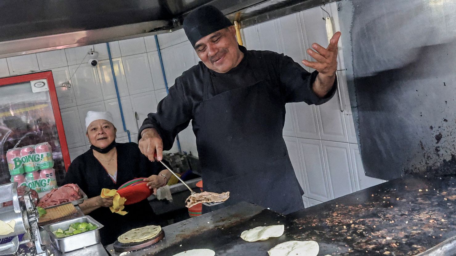 Chef Arturo Rivera Martinez prepares tacos at Taqueria El Califa de Leon restaurant in Mexico City on May 15, 2024.