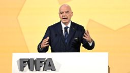 FIFA President Gianni Infantino addresses the 74th FIFA Congress in Bangkok on May 17. 2024.