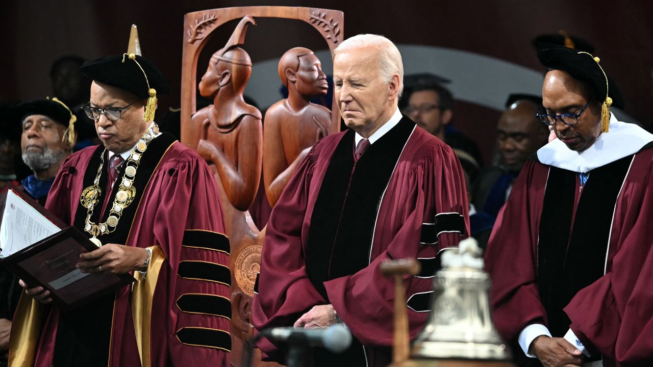 US President Joe Biden attends Morehouse College's graduation ceremony in Atlanta, Georgia on May 19, 2024.