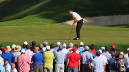 LOUISVILLE, KENTUCKY - MAY 16: Xander Schauffele of the United States putts on the 14th green during the first round of the 2024 PGA Championship at Valhalla Golf Club on May 16, 2024 in Louisville, Kentucky. (Photo by Michael Reaves/Getty Images)