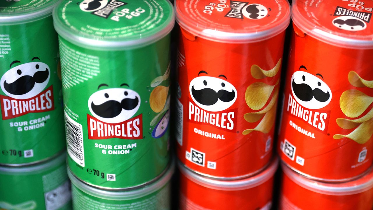 Pringles packaging are seen at the airport in Balice near Krakow, Poland on May 18, 2024.