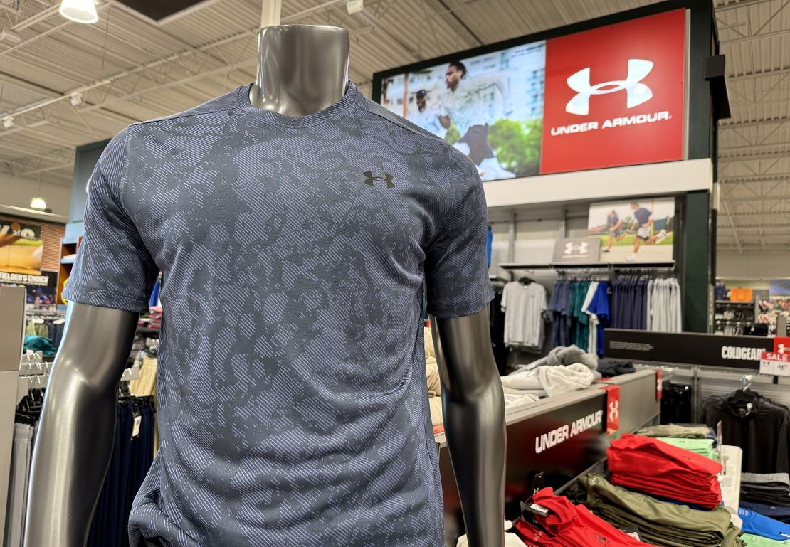Under Armour apparel is displayed at a Dick's Sporting Goods store on May 16, 2024 in Petaluma, California.