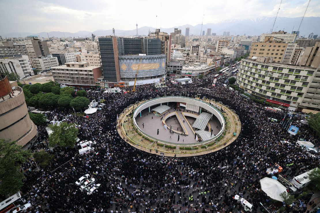 Mourners gathered in Valiasr Square in central Tehran on Monday.