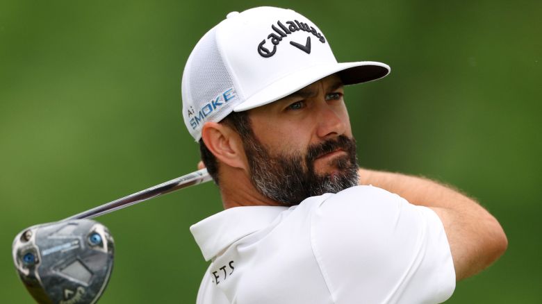 LOUISVILLE, KENTUCKY - MAY 17: Adam Hadwin of Canada plays his shot from the 12th tee during the second round of the 2024 PGA Championship at Valhalla Golf Club on May 17, 2024 in Louisville, Kentucky. (Photo by Andrew Redington/Getty Images)