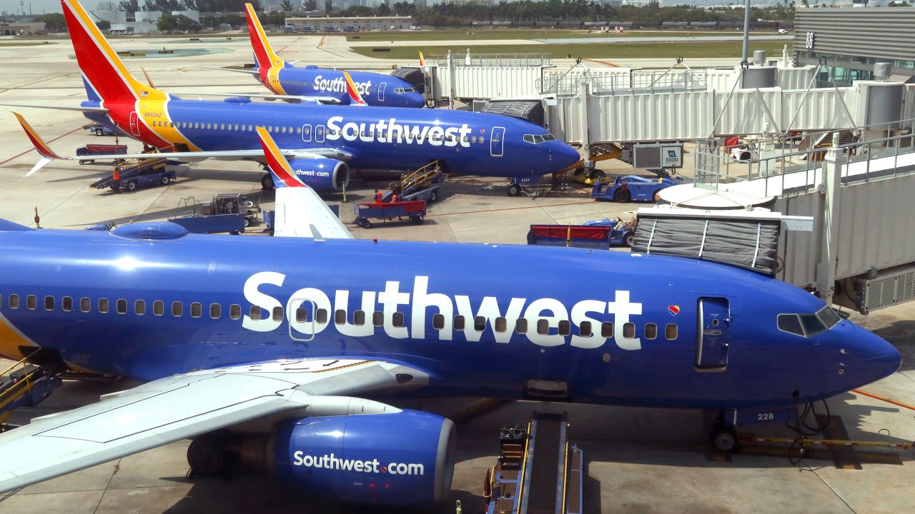 Southwest Airlines airplanes, seen here being serviced at Fort Lauderdale-Hollywood International Airport in Fort Lauderdale, Florida, have been involved in several low-altitude incidents in 2024.