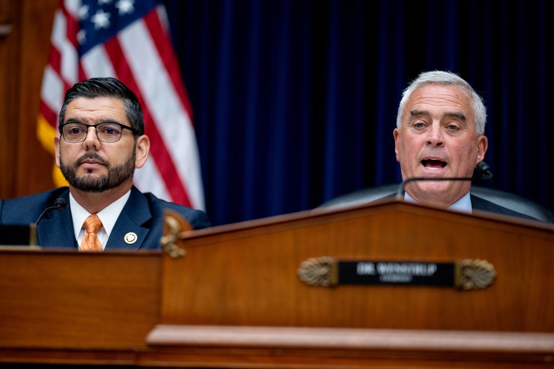 Rep. Paul Ruiz, left, attend a House Select Subcommittee on the Coronavirus Pandemic hearing with Wenstrup in Washington, DC, on May 22, 2024.