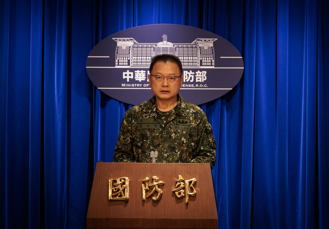 Taiwan's Ministry of National Defense spokesperson Sun Li-fang speaking on May 23.