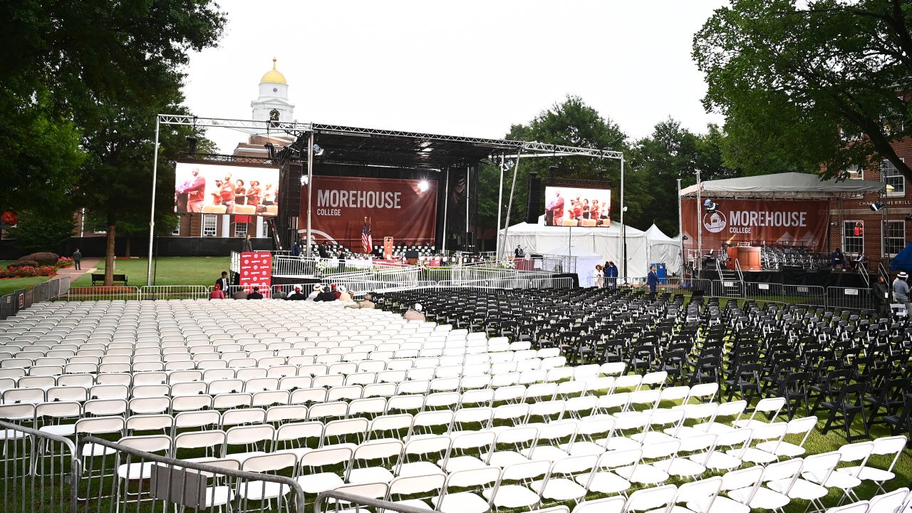A general view during the early morning hour before the 2024 Morehouse College Commencement Ceremony at Morehouse College on May 19, 2024 in Atlanta, Georgia.
