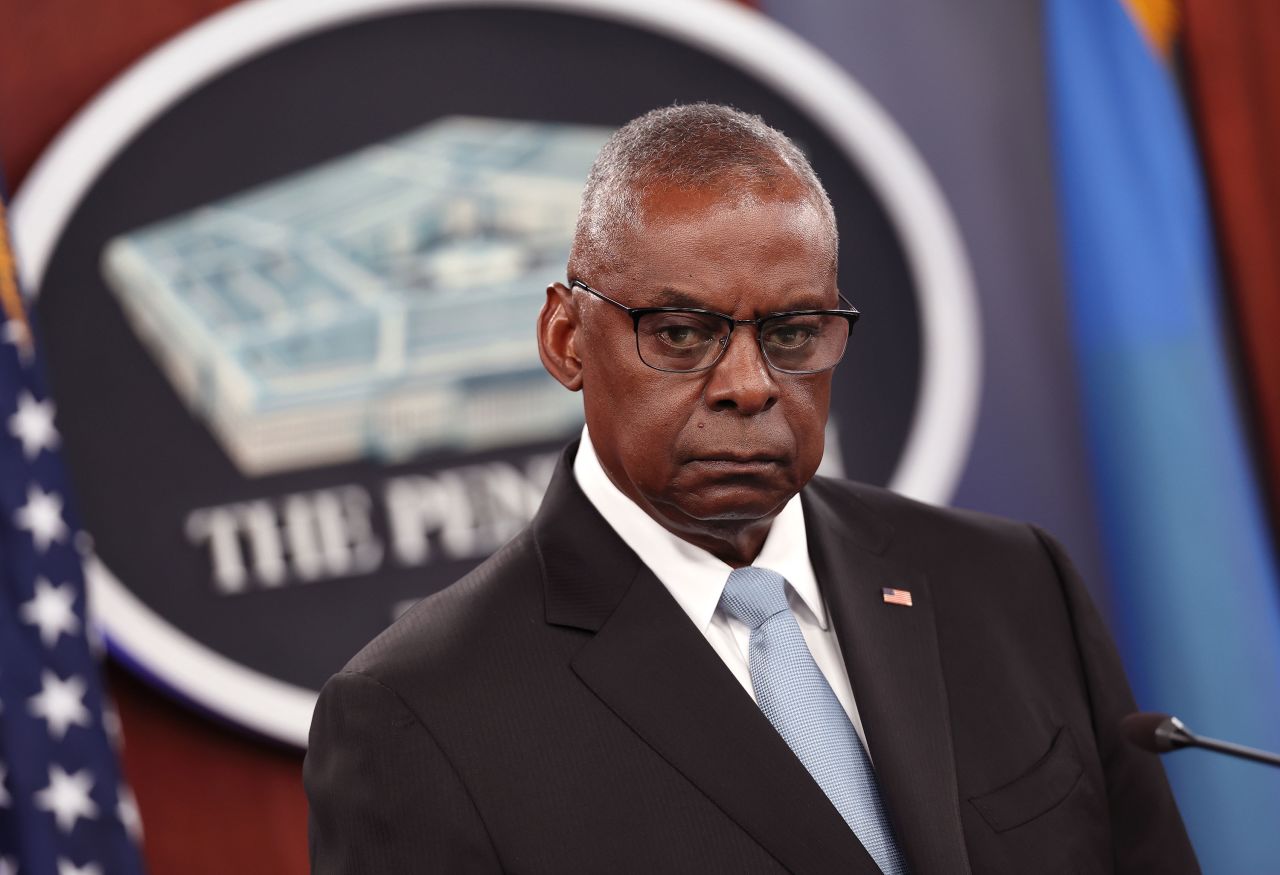 US Secretary of Defense Lloyd Austin holds a joint press conference at the Pentagon in May.