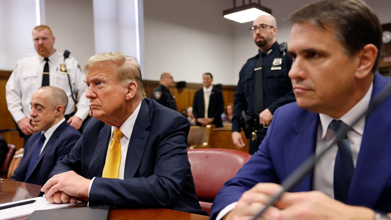Former President Donald Trump sits in the courtroom during his hush money trial at Manhattan Criminal Court in New York City on May 21, 2024. After the defense wrapped, Judge Juan Merchan says to expect summations and closing arguments in the criminal trial next week.