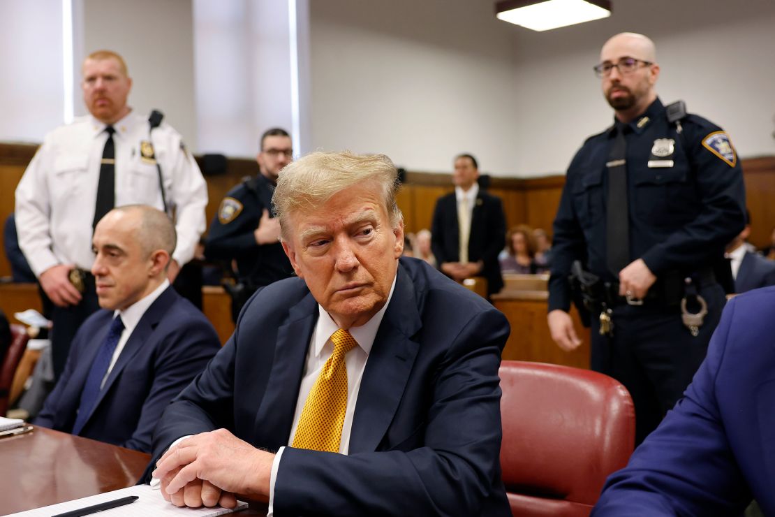 Former President Donald Trump sits in a courtroom during his hush money trial at Manhattan Criminal Court on May 21, 2024, in New York City. He was convicted on all 34 counts.