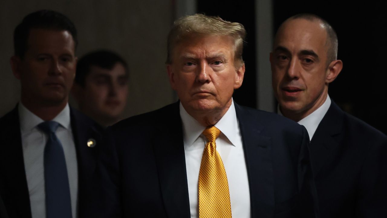 Former U.S. President Donald Trump returns after a break during his hush money trial at Manhattan Criminal Court in New York City on May 21, 2024. The defense has rested their case in former President Trump's hush money trial, which he declined to testify in. Judge Juan Merchan says to expect summations and closing arguments in the criminal trial next week.