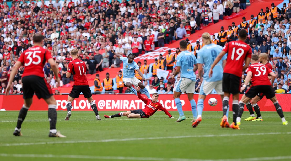 Jeremy Doku scored a late goal for Manchester City to set up a grandstand finish. Alex Pantling/Getty Images