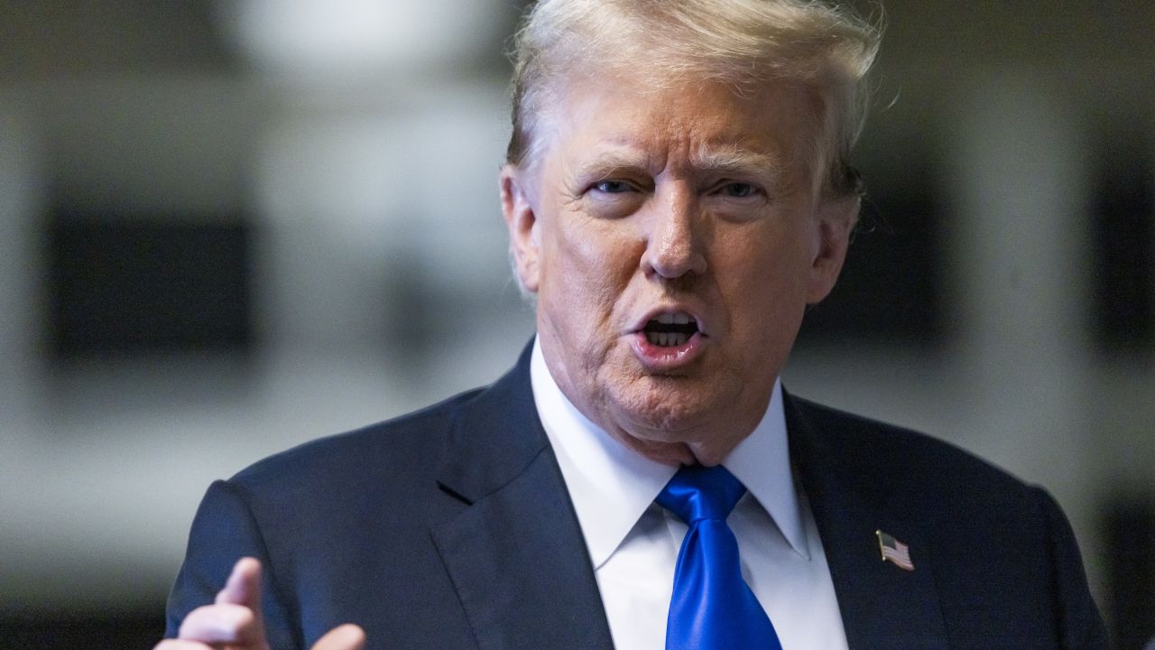 NEW YORK, NEW YORK - MAY 30: Former U.S. President Donald Trump speaks to the media as he arrives to court for his hush money trial at Manhattan Criminal Court on May 30, 2024 in New York City. Judge Juan Merchan gave the jury instructions, and deliberations are entering their second day. The former president faces 34 felony counts of falsifying business records in the first of his criminal cases to go to trial. (Photo by Justin Lane - Pool/Getty Images)