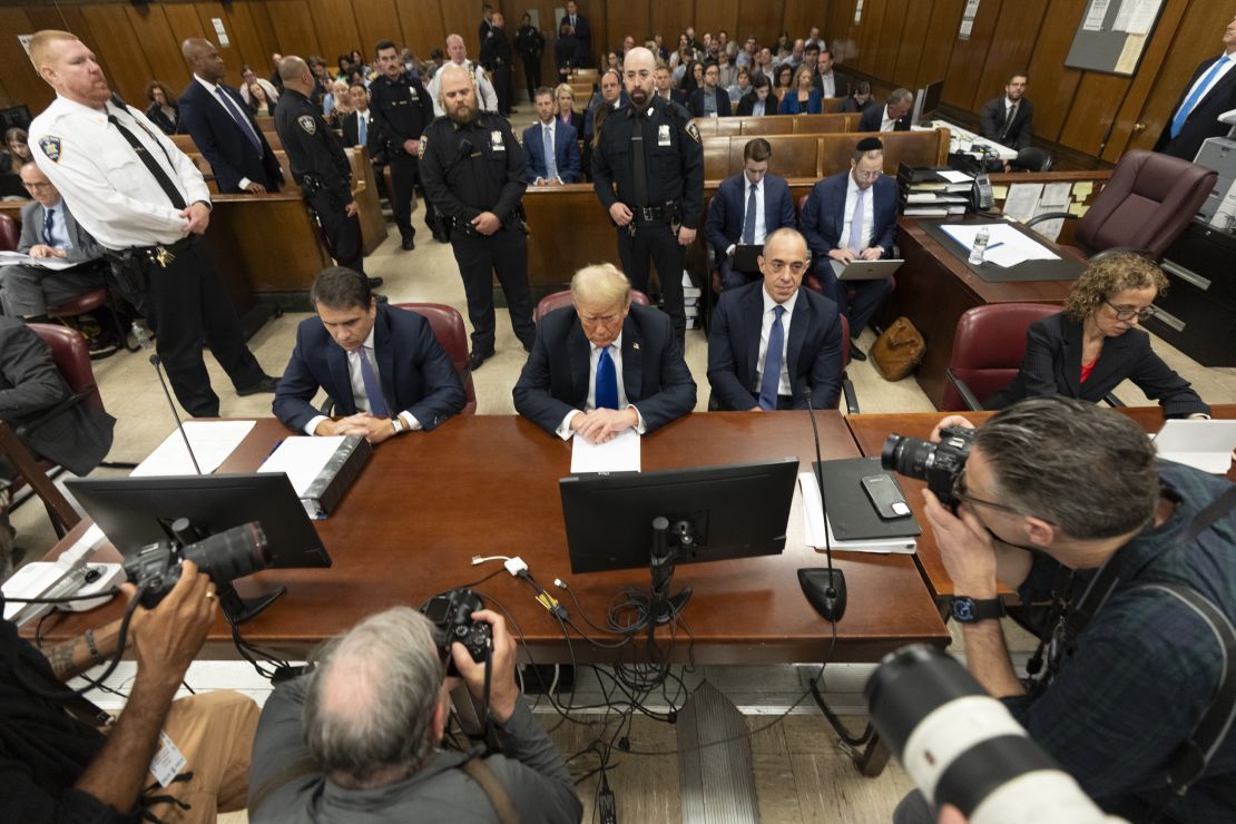 Donald Trump appears in court for his hush money trial at Manhattan Criminal Court on May 30, in New York City.