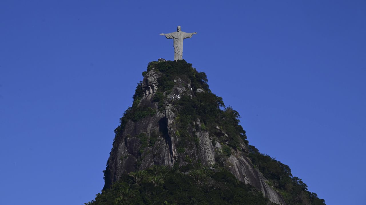 View of the Christ the Redeemer monument on the top of the Corcovado mountain in Rio de Janeiro, Brazil, taken on May 30, 2024. (Photo by Pablo PORCIUNCULA / AFP) (Photo by PABLO PORCIUNCULA/AFP via Getty Images)