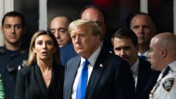 Former President Donald Trump departs the courtroom after being found guilty on all 34 counts in his hush money trial at Manhattan Criminal Court in New York City on May 30, 2024.