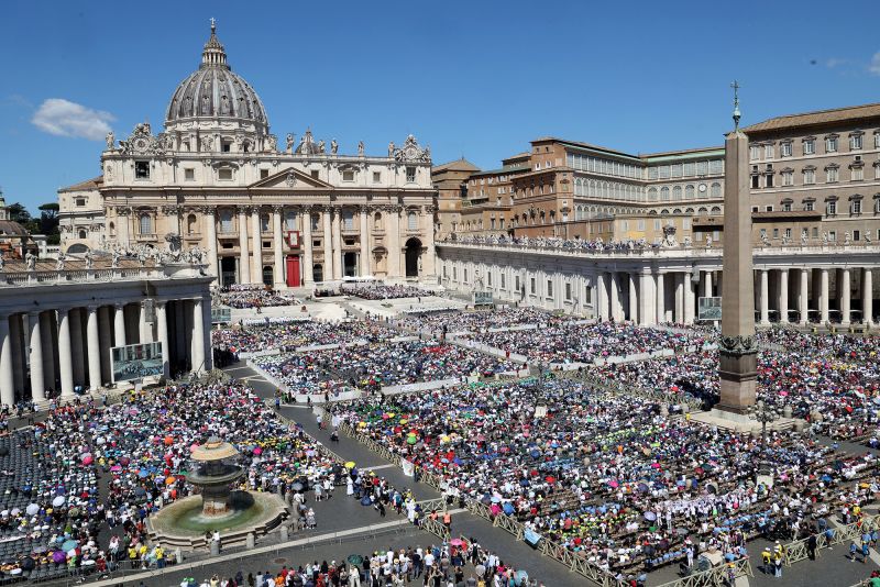 A view of St. Peter’s during a mass celebrated by Pope Francis on the first World Children’s Day on May 26, 2024 in Vatican City, Vatican.
