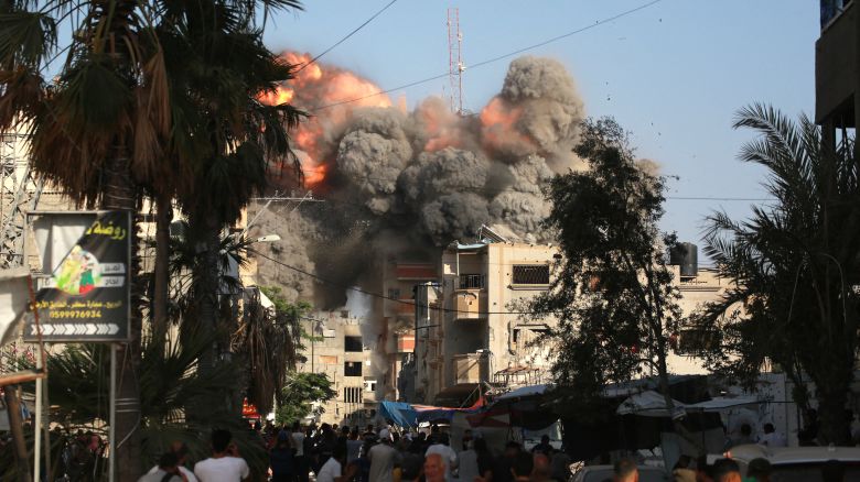 TOPSHOT - A ball of fire and black smoke rises moments after an Israeli air strike targeted a residential building in the city of Bureij in the central Gaza Strip on June 3, 2024, amid the ongoing conflict between Israel and the Palestinian Hamas militant group. (Photo by Bashar TALEB / AFP) (Photo by BASHAR TALEB/AFP via Getty Images)