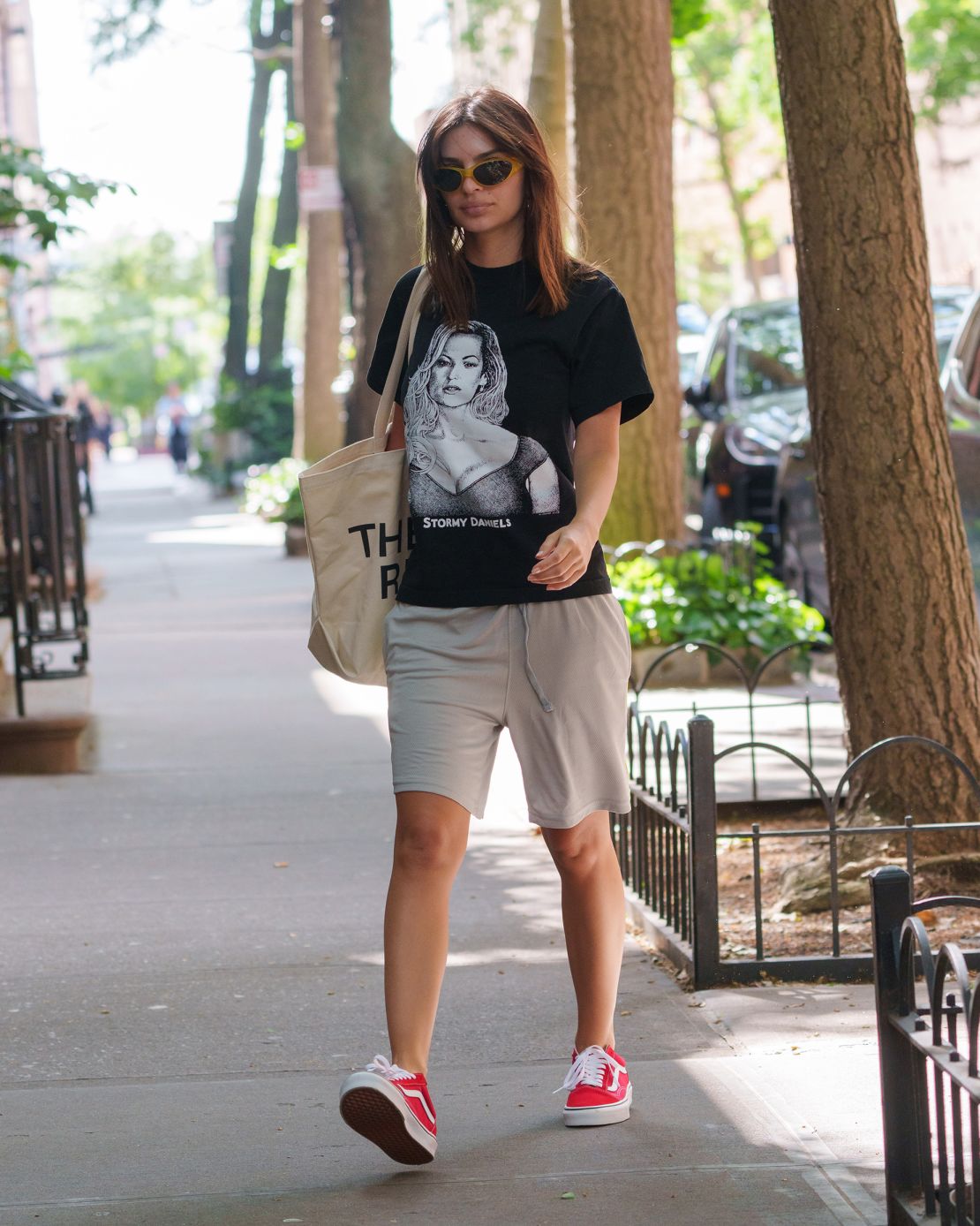 Ratajkowski wore her $95 Stormy Daniels T-shirt out in New York.