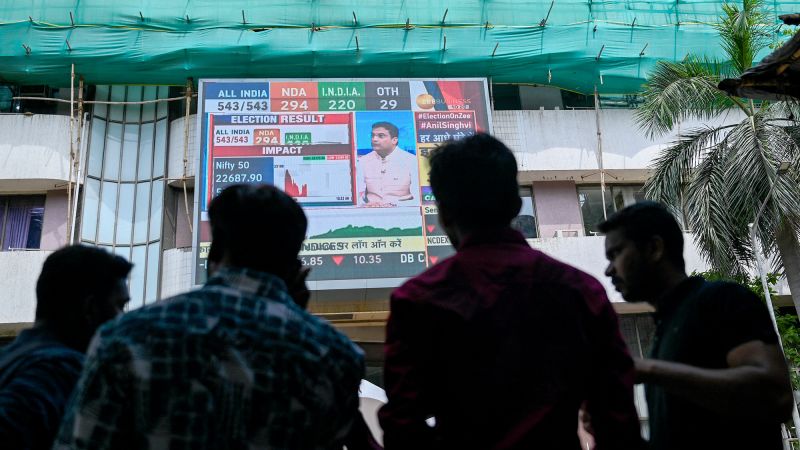 Indian stocks drop as Modi's hopes of a huge majority fade