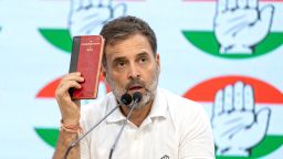 Rahul Gandhi speaks during a news conference at the Indian National Congress headquarters in New Delhi, India, on Tuesday, June 4, 2024.