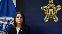 United States Secret Service Director Kimberly Cheatle looks on during a press conference at the Secret Service's Chicago Field Office on June 4 2024 in Chicago, Illinois, ahead of the 2024 Democratic and Republican National Conventions. (Photo by KAMIL KRZACZYNSKI / AFP) (Photo by KAMIL KRZACZYNSKI/AFP via Getty Images)