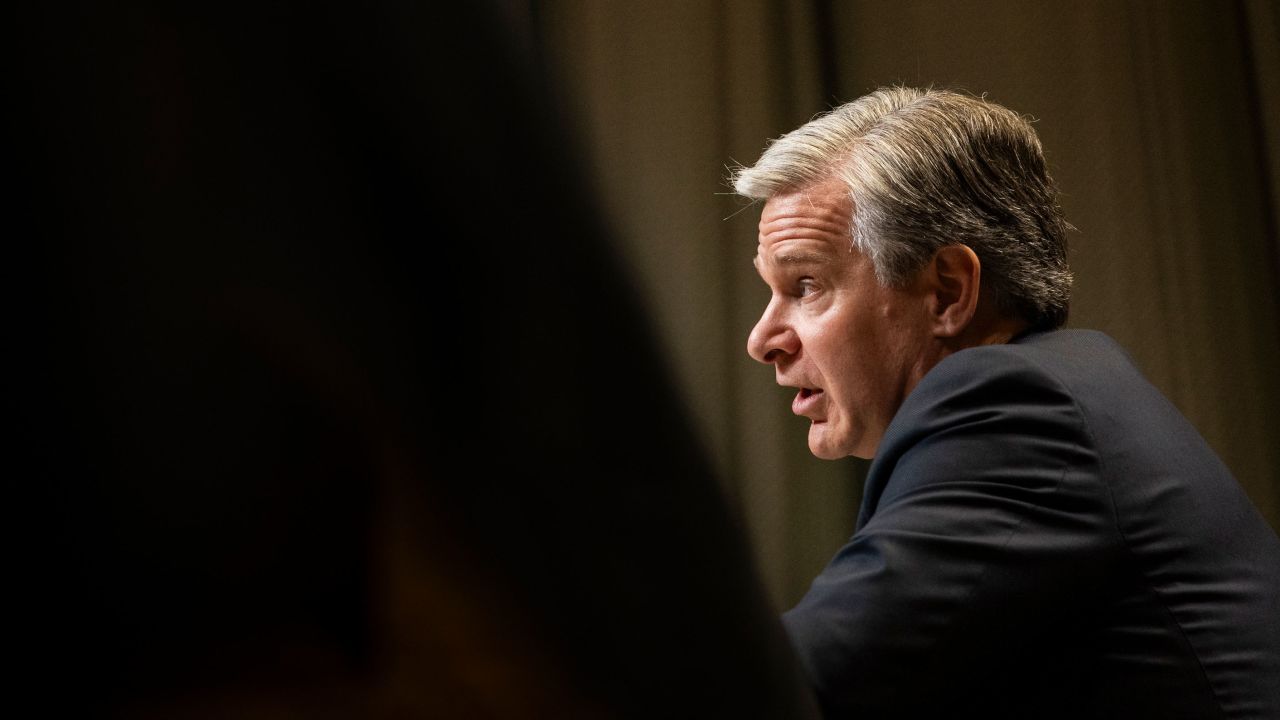 FBI Director Christopher Wray testifies during a Senate Appropriations Subcommittee hearing on the FBI's proposed budget for the 2025 fiscal year on June 4, 2024, in Washington, DC.