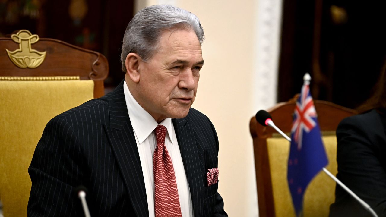 New Zealand's Deputy Prime Minister and Foreign Minister Winston Peters takes part in a meeting with Vietnam's Foreign Minister Bui Thanh Son in Hanoi, Vietnam, on June 5.