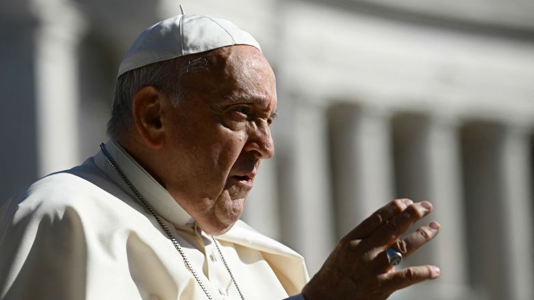 Pope Francis waves from the popemobile at St Peter's Square in the Vatican City on June 5, 2024.