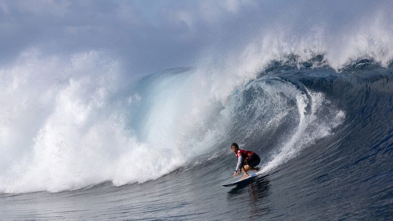 Kanoa Igarashi of Japan competes in the Quarterfinals of the SHISEIDO Tahiti Pro on May 30, 2024 in Teahupo'o, French Polynesia.