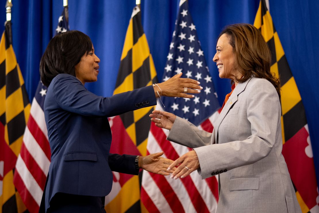 Harris is scheduled to speak on stage alongside Prince George's County Mayor Angela Alsobrooks at a campaign event in Landover on June 7, 2024.