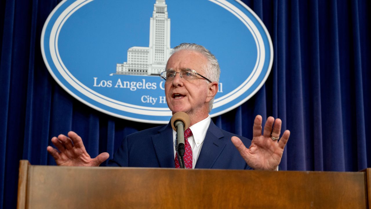 Los Angeles, CA - June 07: L.A. City Council President Paul Krekorian during a press conference at city hall to discuss alleged actions by Burbank police that dropped off an injured and disoriented homeless man in front of Krekorian's North Hollywood district office and left him there. Krekorian's office obtained video of the incident and is expected to call on the city attorney, district attorney and state attorney general to investigate what his office called a "hateful and inhumane practice."