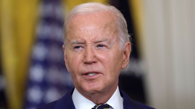 U.S. President Joe Biden delivers remarks on an executive order limiting asylum in the East Room of the White House on June 04, 2024 in Washington, DC.